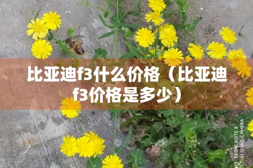 比亚迪f3什么价格（比亚迪f3价格是多少）